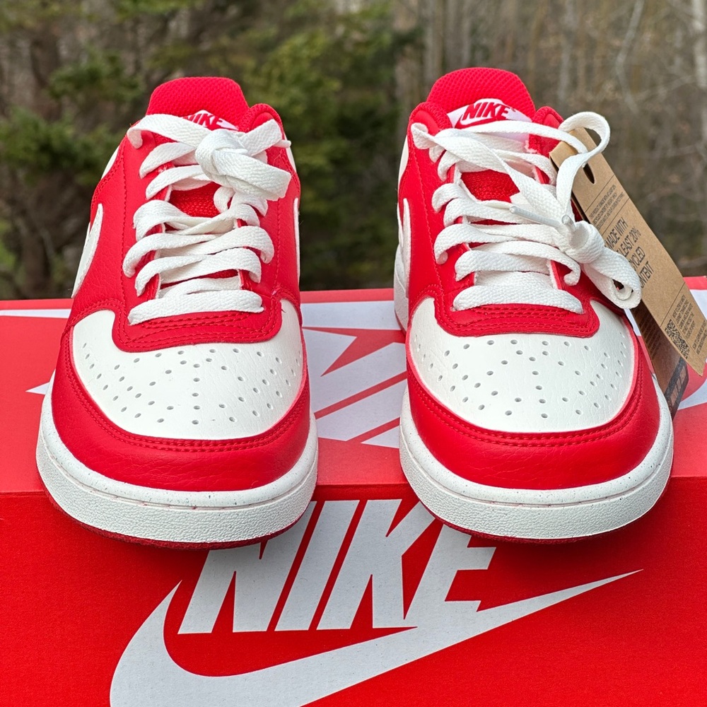 Nike Court Vision Low NN Womens 6.5 Youth 5Y Red Sustainable Casual Sneaker NEW - Picture 3 of 11